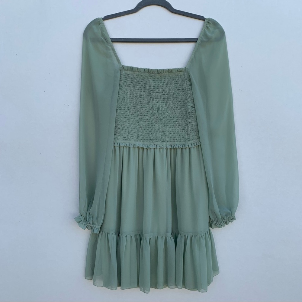 RDI Green  Smocked Tiered Sundress with Bishop Sleeves Size Small